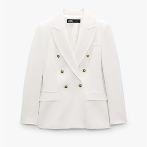 Zara Double Breasted White Blazer